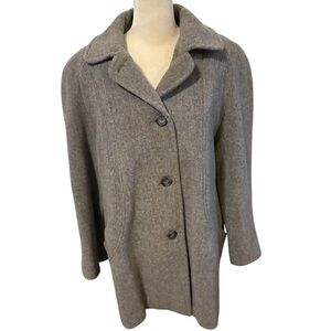 London Fog 10P Pea Coat Gray Wool Corporate Chic, Classic Style Minimalist